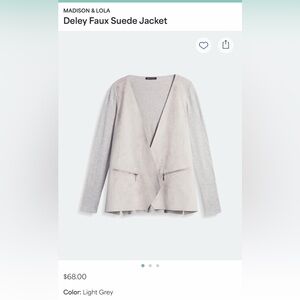 Madison & Lola Light Gray Faux Suede Jacket